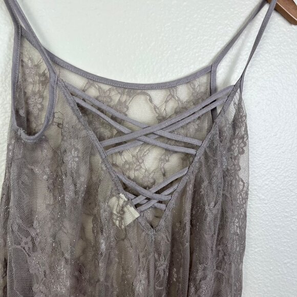 H.I.P. Buckle Sheer Lace Stitched Tank Top Purple Mauve NWT Women’s Size XS - Picture 5 of 8